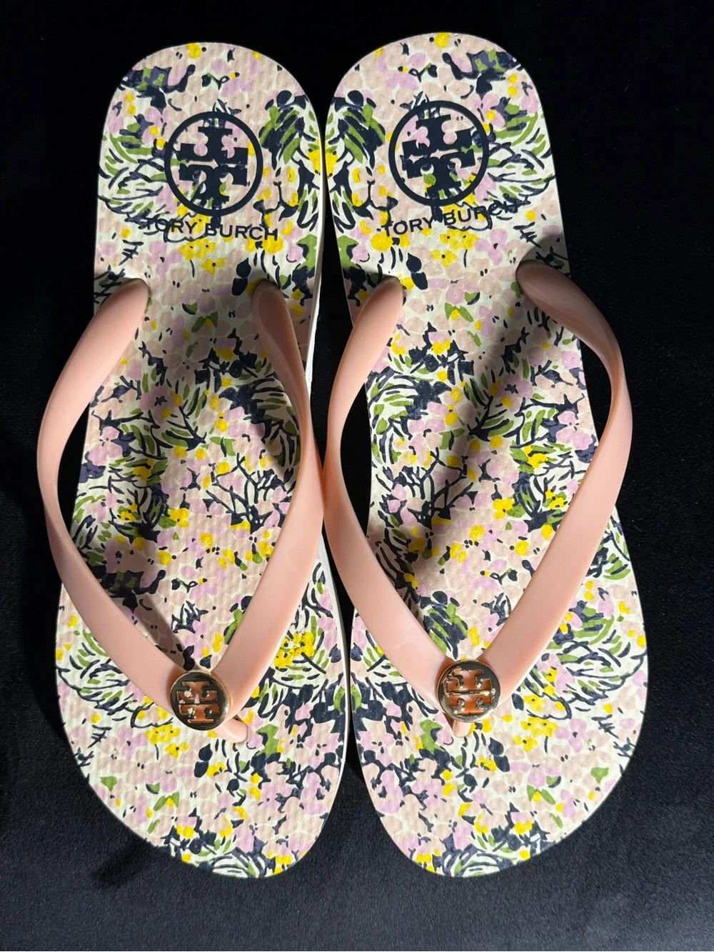 Tory Burch Blush Pink Floral Flip Flop Sandals